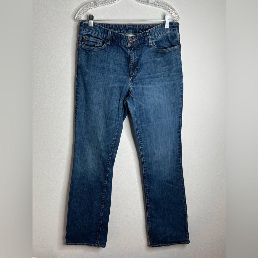 Eddie Bauer  Barely Boot Womens 12L Jeans Blue Stretch Flare Leg